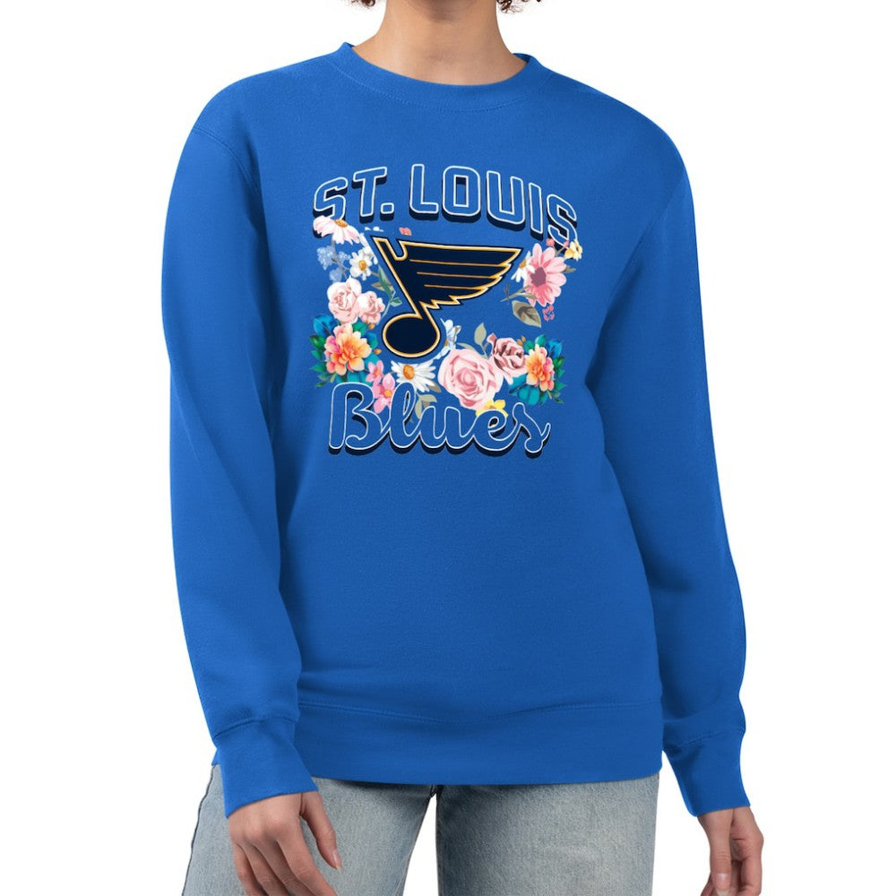 St. Louis Blues G-III 4Her by Carl Banks Women's Flower Logo Pullover Sweatshirt Outlet