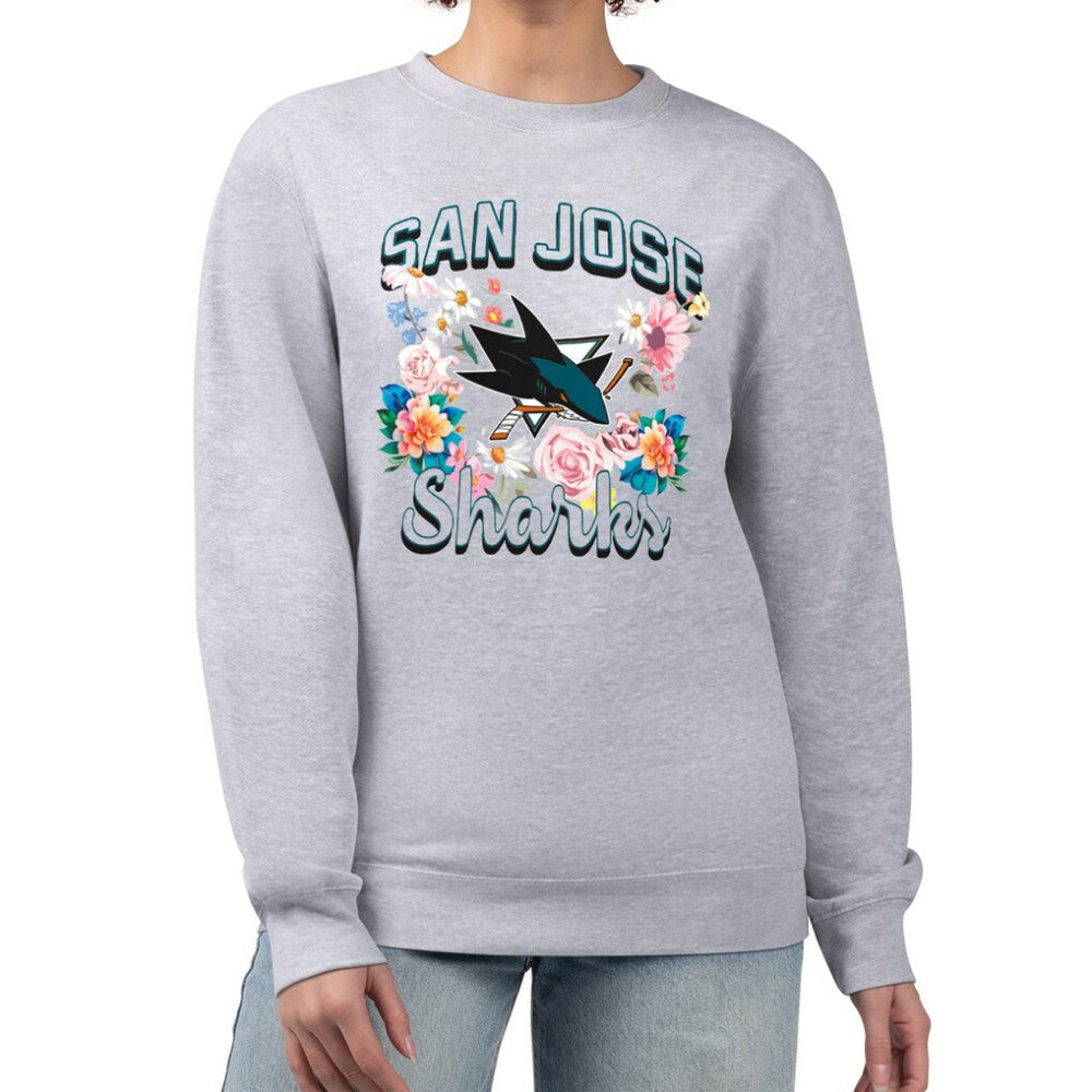 San Jose Sharks G-III 4Her by Carl Banks Women's Flower Logo Pullover Sweatshirt Discount