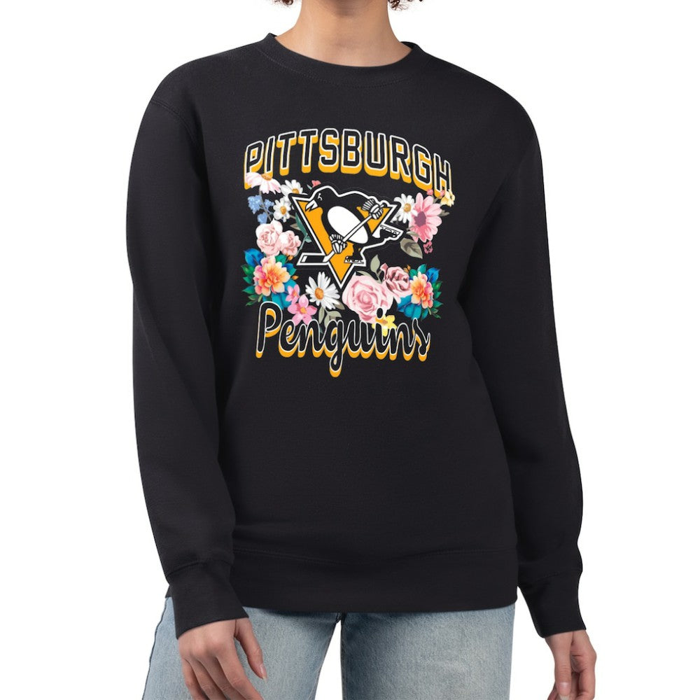 Pittsburgh Penguins G-III 4Her by Carl Banks Women's Flower Logo Pullover Sweatshirt For Sale