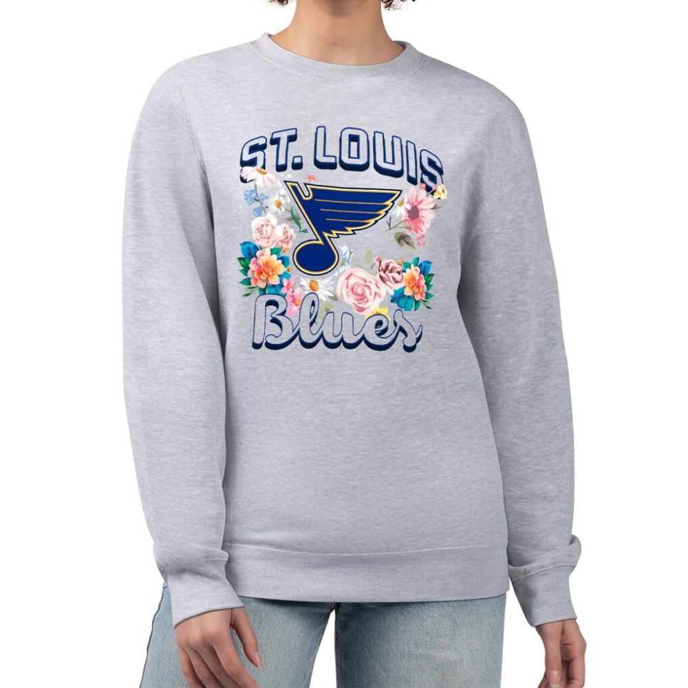 St. Louis Blues G-III 4Her by Carl Banks Women's Flower Logo Pullover Sweatshirt On Sale