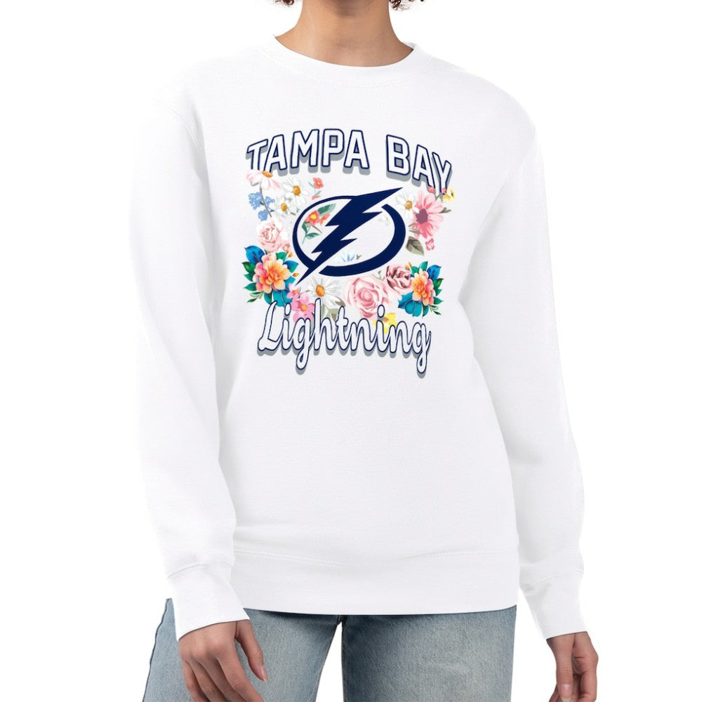 Tampa Bay Lightning G-III 4Her by Carl Banks Women's Flower Logo Pullover Sweatshirt Outlet