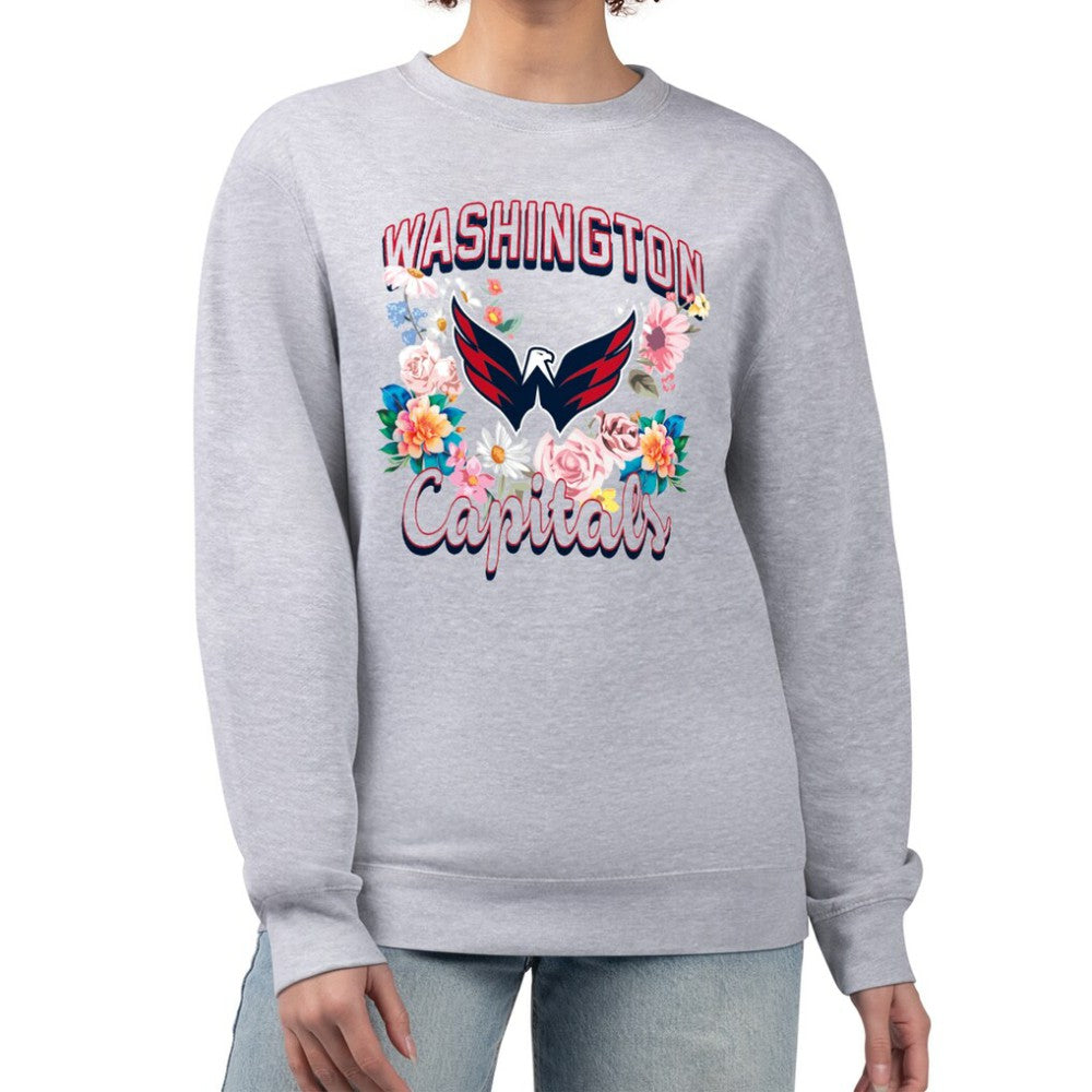 Washington Capitals G-III 4Her by Carl Banks Women's Flower Logo Pullover Sweatshirt Sale