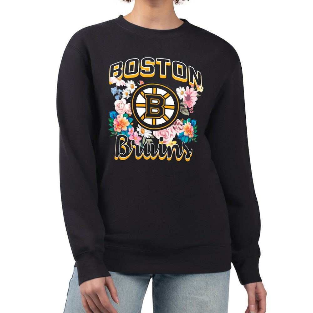 Boston Bruins G-III 4Her by Carl Banks Women's Flower Logo Pullover Sweatshirt For Sale