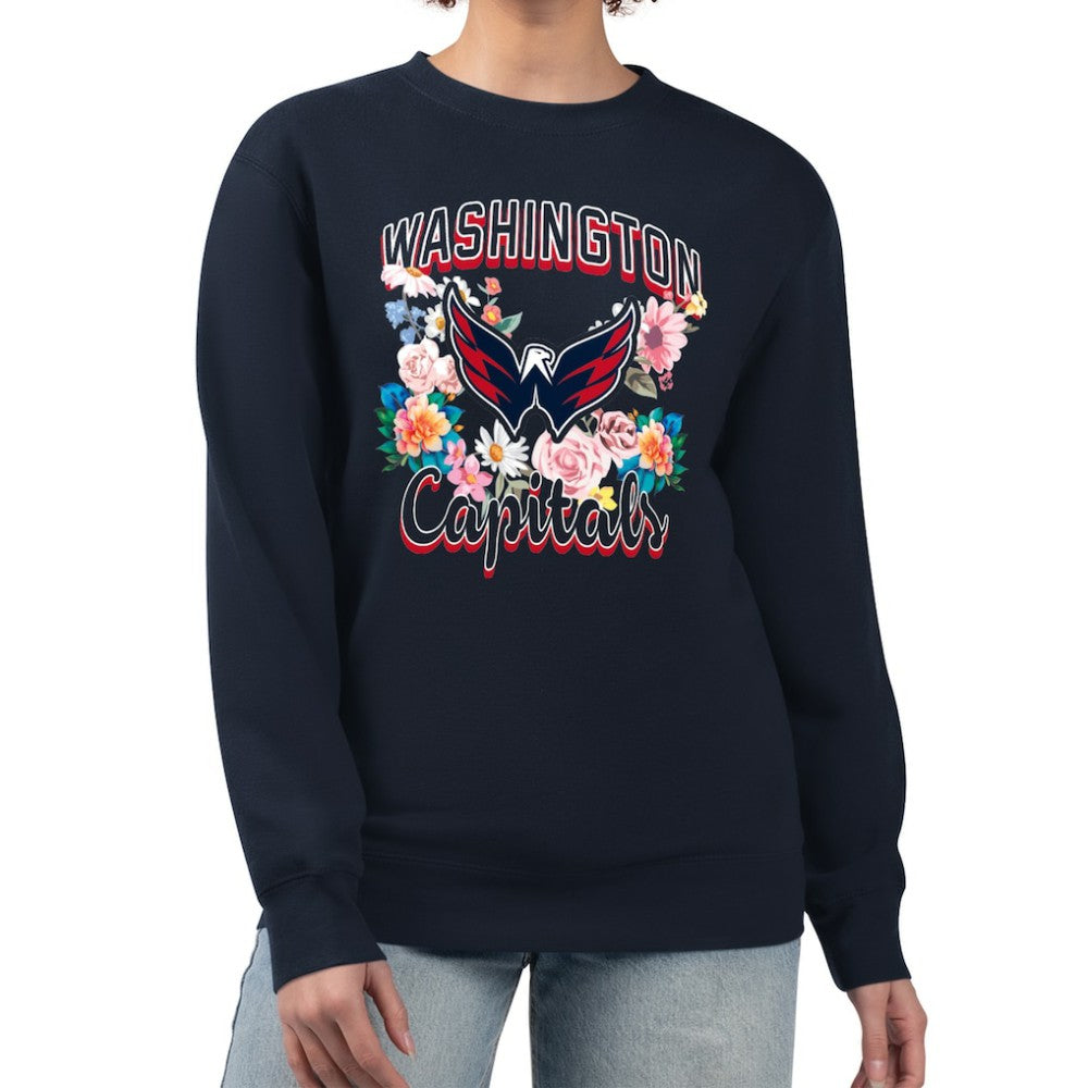 Washington Capitals G-III 4Her by Carl Banks Women's Flower Logo Pullover Sweatshirt Discount