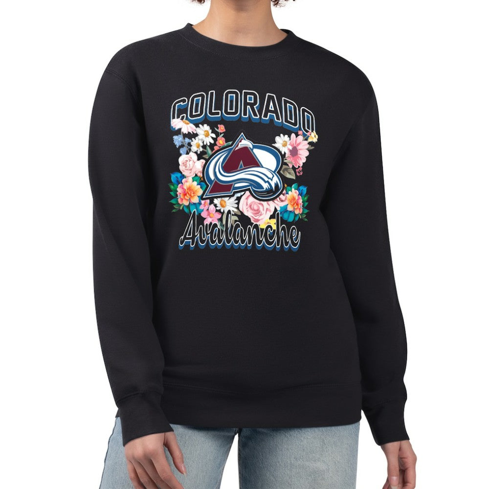 Colorado Avalanche G-III 4Her by Carl Banks Women's Flower Logo Pullover Sweatshirt Discount