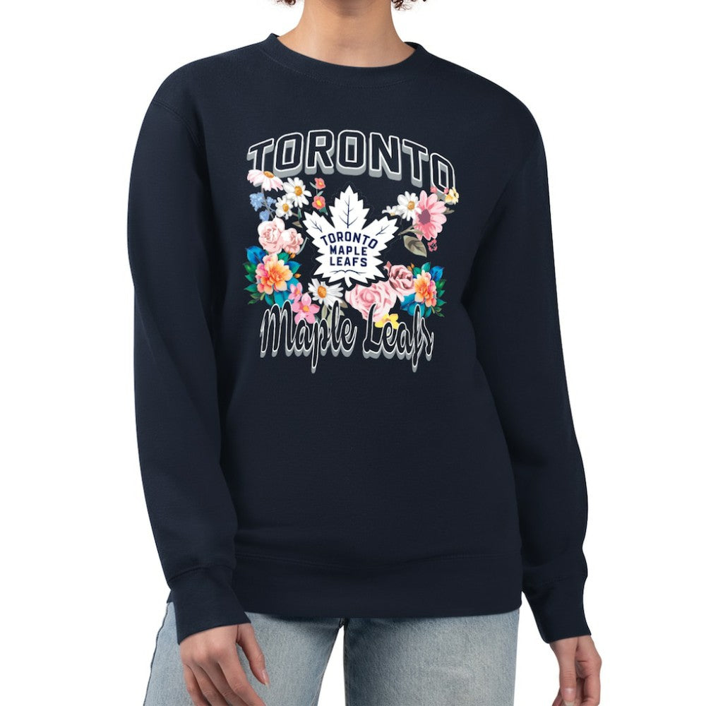 Toronto Maple Leafs G-III 4Her by Carl Banks Women's Flower Logo Pullover Sweatshirt On Sale