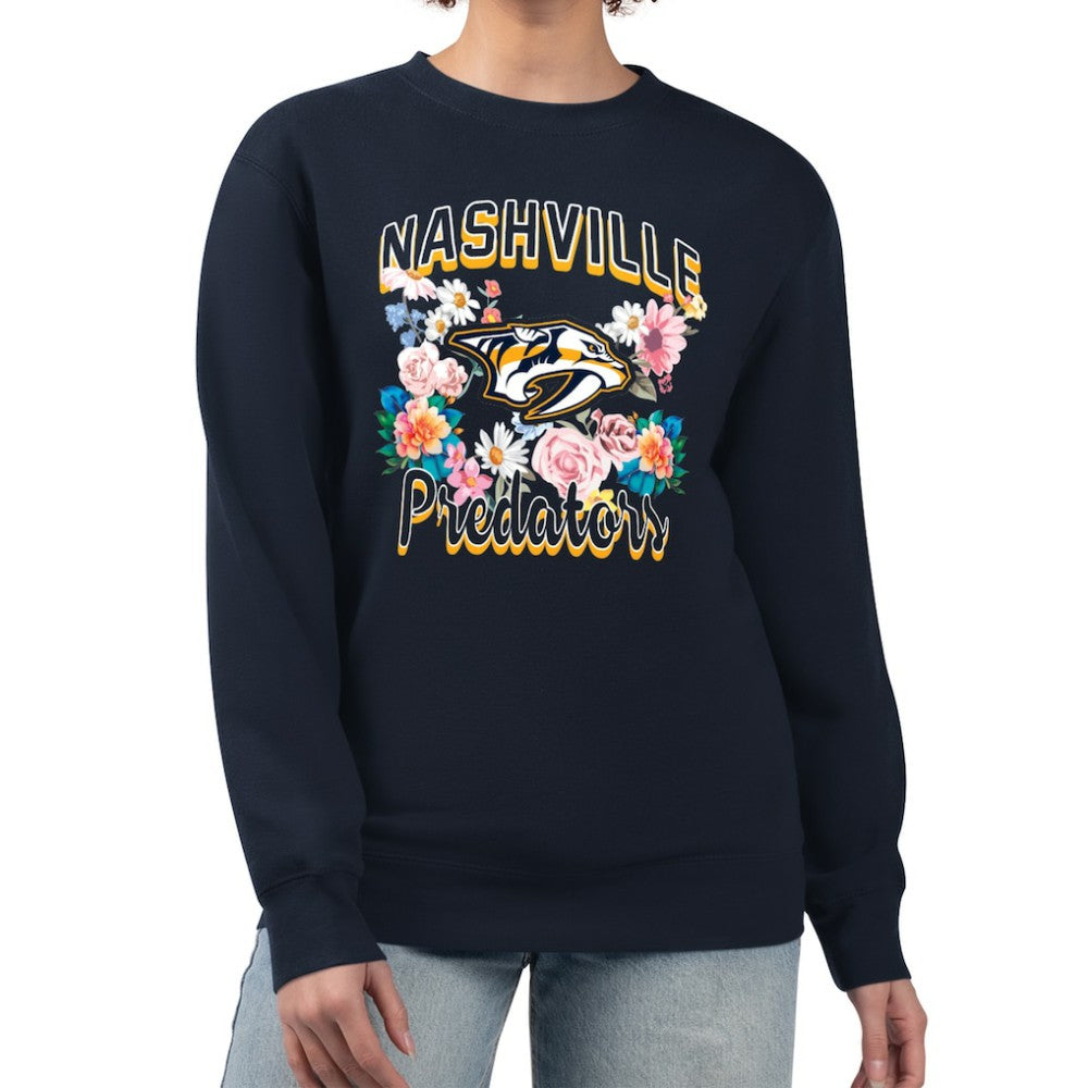 Nashville Predators G-III 4Her by Carl Banks Women's Flower Logo Pullover Sweatshirt For Sale