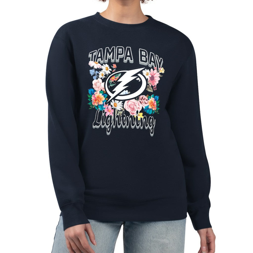 Tampa Bay Lightning G-III 4Her by Carl Banks Women's Flower Logo Pullover Sweatshirt On Sale