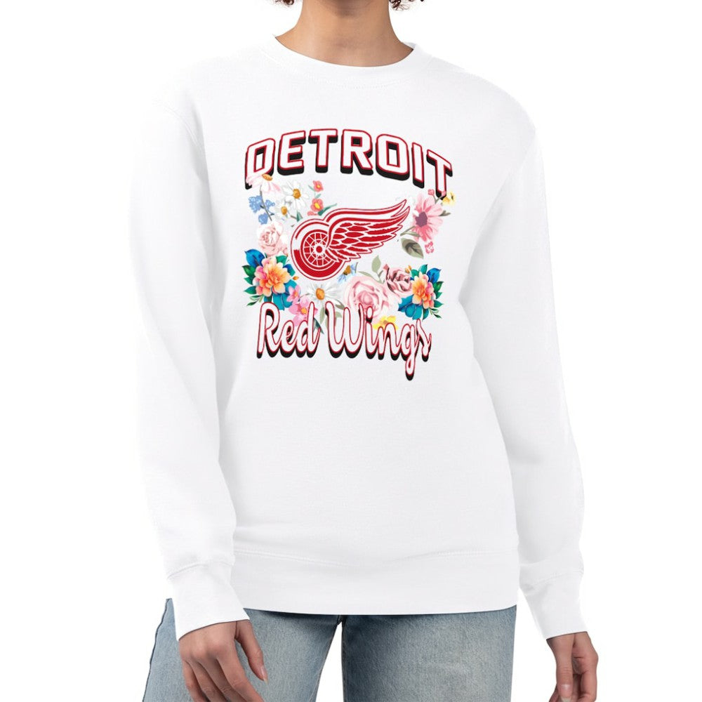 Detroit Red Wings G-III 4Her by Carl Banks Women's Flower Logo Pullover Sweatshirt Outlet