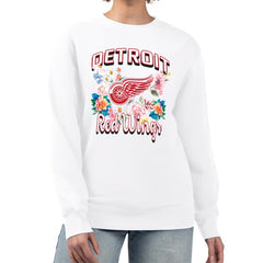 Detroit Red Wings G-III 4Her by Carl Banks Women's Flower Logo Pullover Sweatshirt Outlet