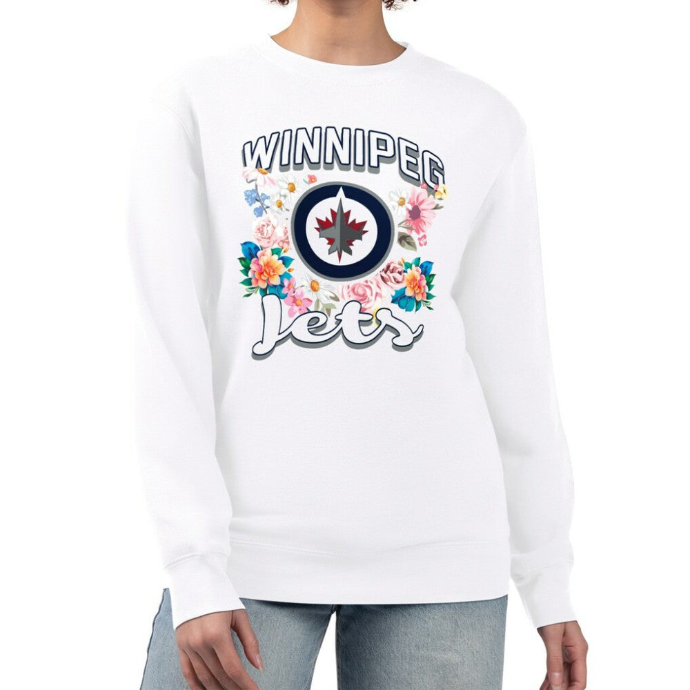 Winnipeg Jets G-III 4Her by Carl Banks Women's Flower Logo Pullover Sweatshirt On Sale