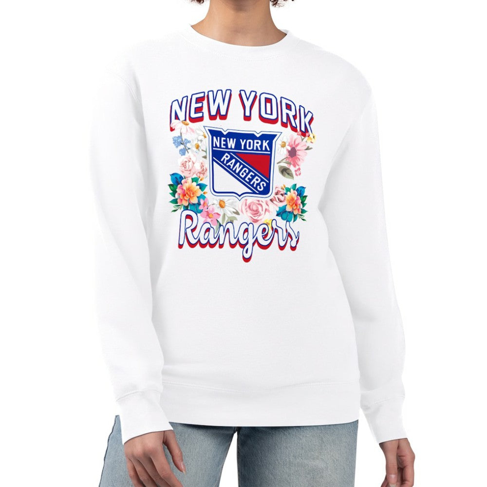 New York Rangers G-III 4Her by Carl Banks Women's Flower Logo Pullover Sweatshirt Outlet