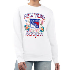 New York Rangers G-III 4Her by Carl Banks Women's Flower Logo Pullover Sweatshirt Outlet