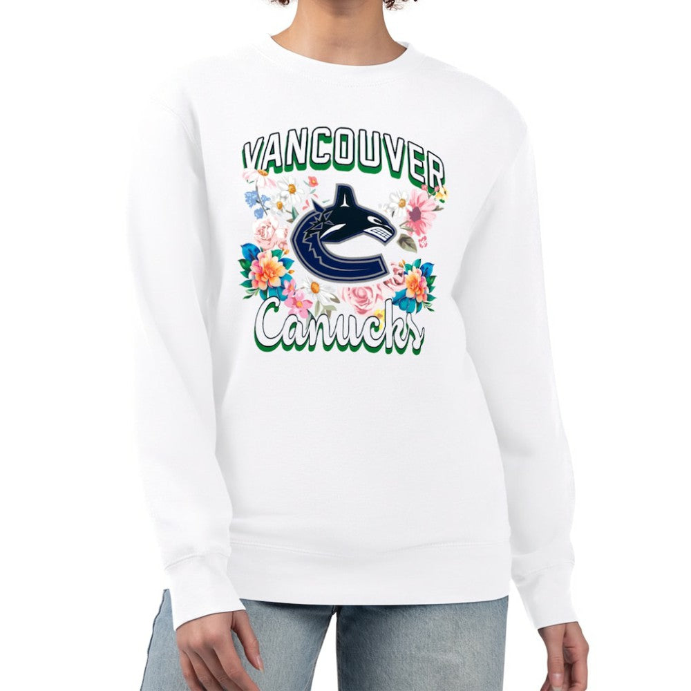 Vancouver Canucks G-III 4Her by Carl Banks Women's Flower Logo Pullover Sweatshirt Discount
