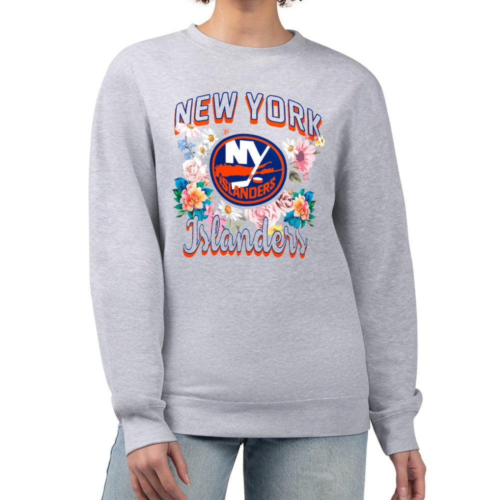 New York Islanders G-III 4Her by Carl Banks Women's Flower Logo Pullover Sweatshirt On Sale