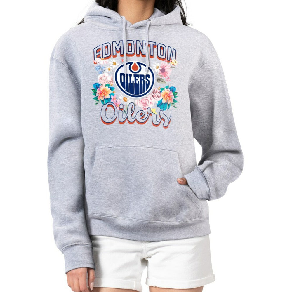 Edmonton Oilers G-III 4Her by Carl Banks Women's Flower Logo Pullover Hoodie For Sale