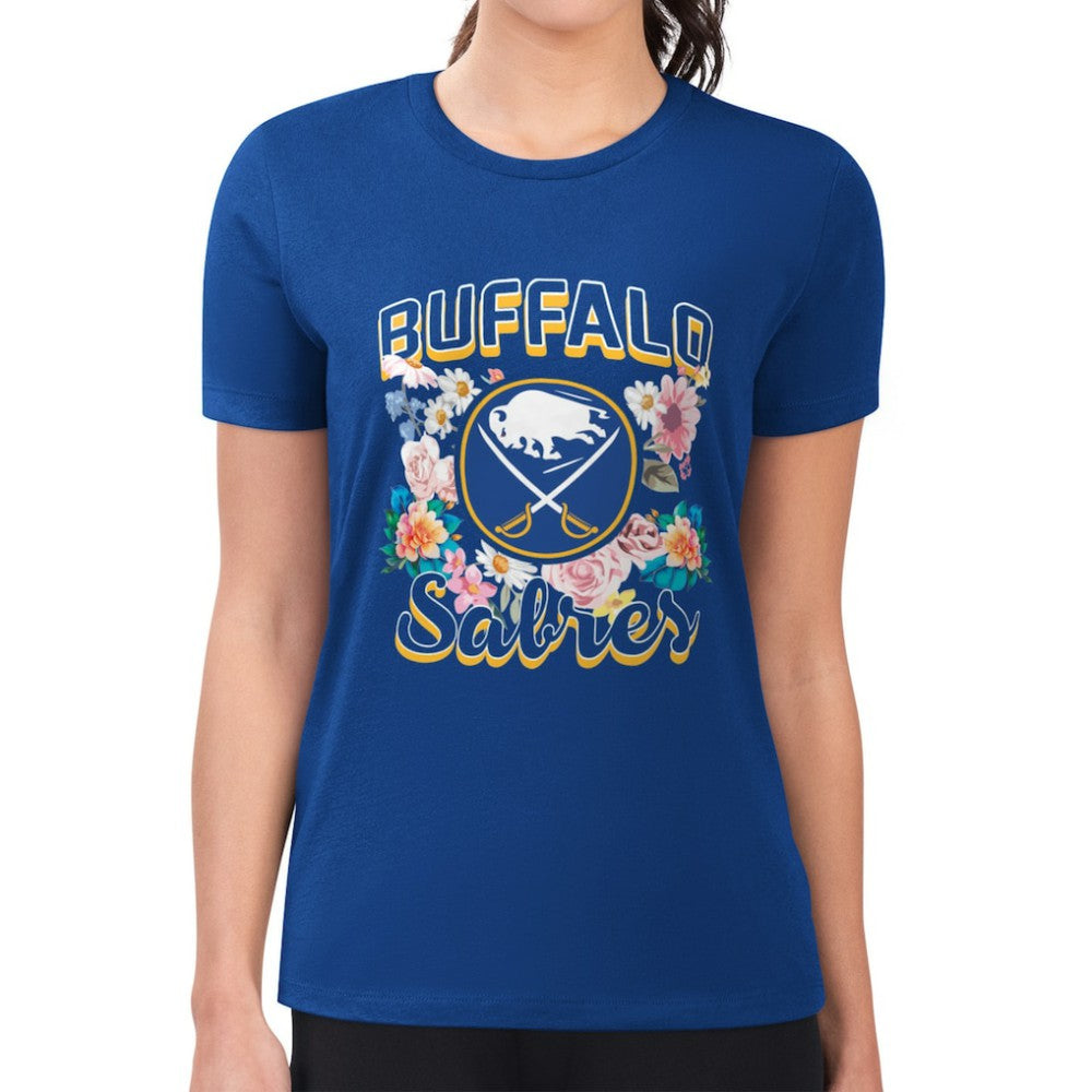 Buffalo Sabres G-III 4Her by Carl Banks Women's Super-Slim Fit Lightweight Flower Logo T-Shirt Outlet