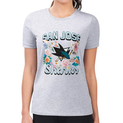 San Jose Sharks G-III 4Her by Carl Banks Women's Super-Slim Fit Lightweight Flower Logo T-Shirt For Sale