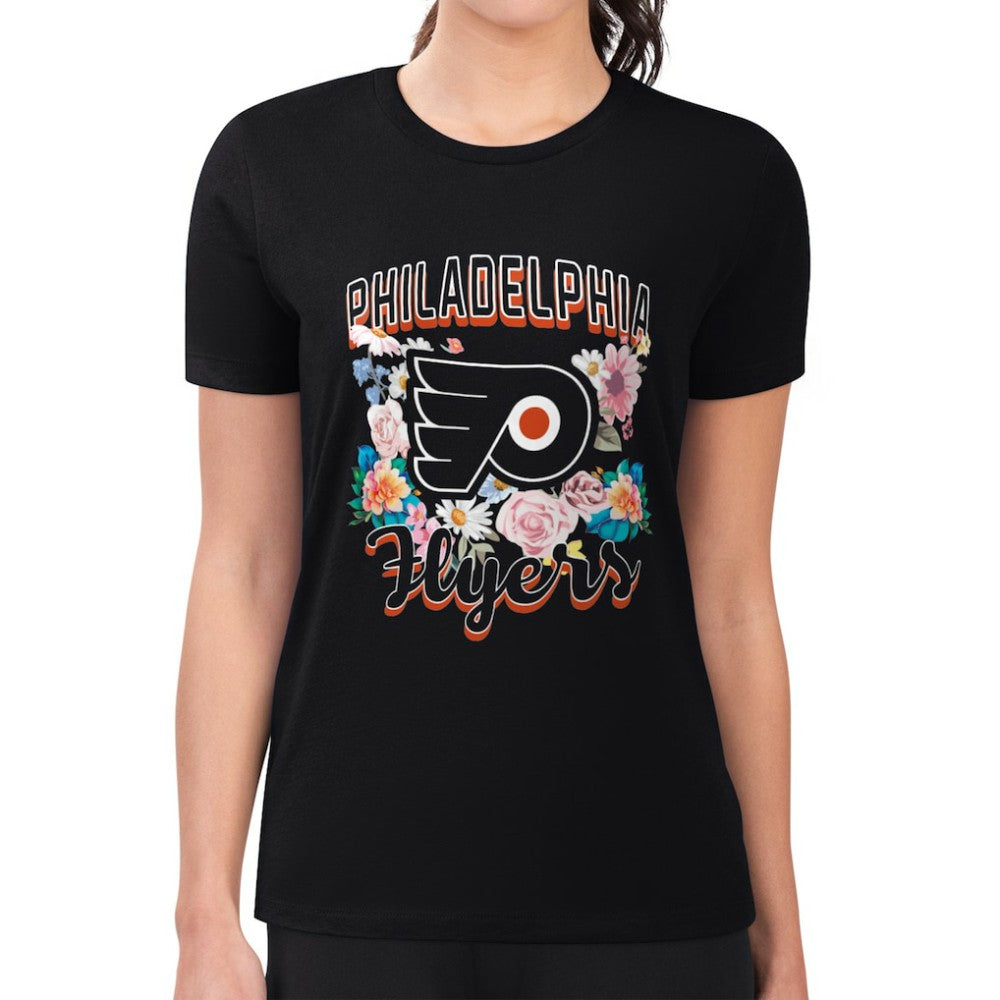 Philadelphia Flyers G-III 4Her by Carl Banks Women's Super-Slim Fit Lightweight Flower Logo T-Shirt Outlet