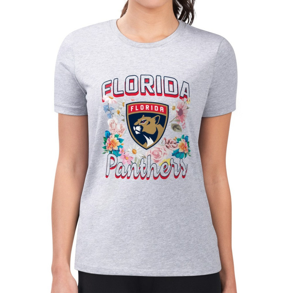 Florida Panthers G-III 4Her by Carl Banks Women's Super-Slim Fit Lightweight Flower Logo T-Shirt For Sale