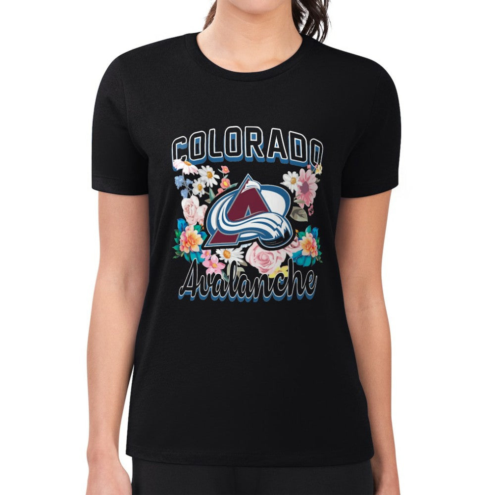 Colorado Avalanche G-III 4Her by Carl Banks Women's Super-Slim Fit Lightweight Flower Logo T-Shirt Discount