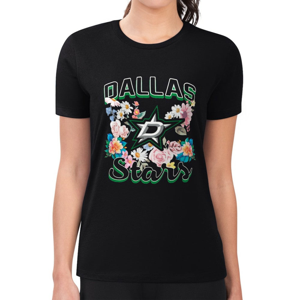 Dallas Stars G-III 4Her by Carl Banks Women's Super-Slim Fit Lightweight Flower Logo T-Shirt Discount