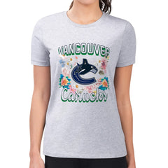 Vancouver Canucks G-III 4Her by Carl Banks Women's Super-Slim Fit Lightweight Flower Logo T-Shirt For Sale