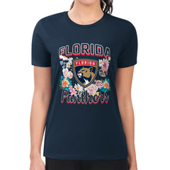 Florida Panthers G-III 4Her by Carl Banks Women's Super-Slim Fit Lightweight Flower Logo T-Shirt For Sale