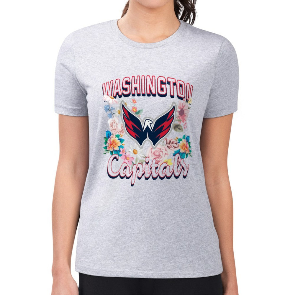Washington Capitals G-III 4Her by Carl Banks Women's Super-Slim Fit Lightweight Flower Logo T-Shirt Outlet