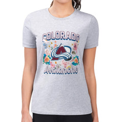 Colorado Avalanche G-III 4Her by Carl Banks Women's Super-Slim Fit Lightweight Flower Logo T-Shirt Sale
