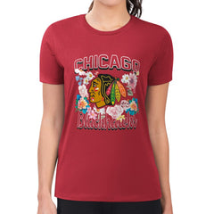 Chicago Blackhawks G-III 4Her by Carl Banks Women's Super-Slim Fit Lightweight Flower Logo T-Shirt Online