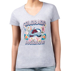 Colorado Avalanche G-III 4Her by Carl Banks Women's Super-Slim Fit Lightweight Flower Logo V-Neck T-Shirt Discount