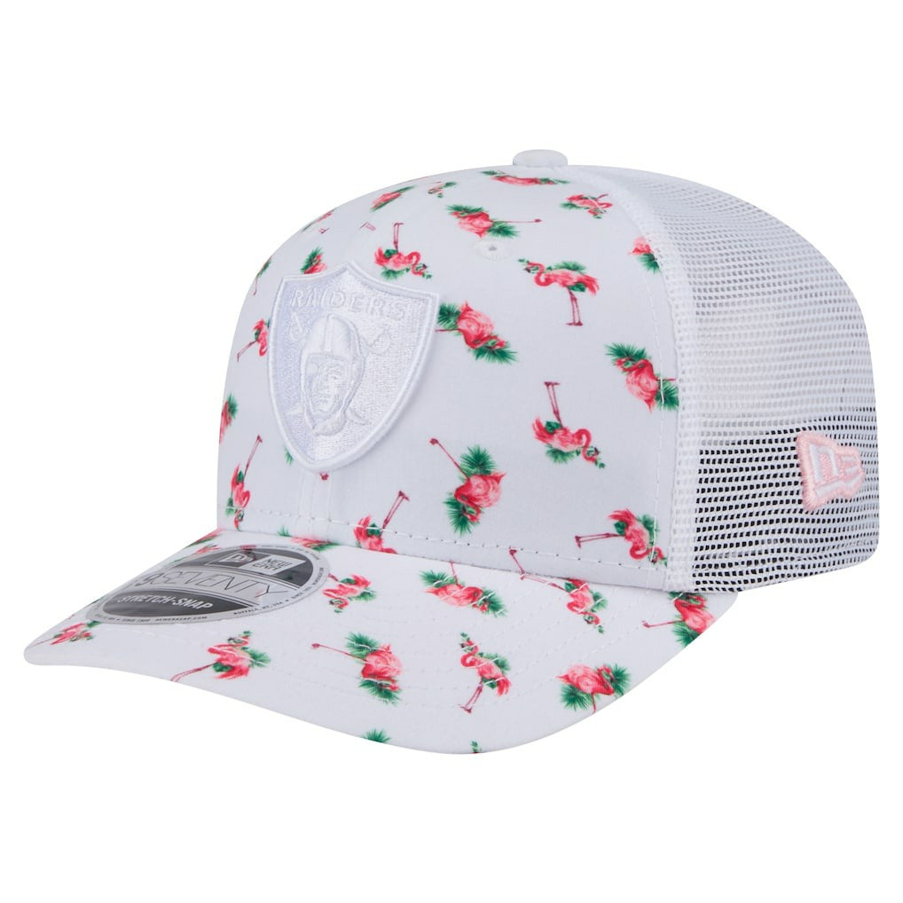 Las Vegas Raiders New Era Adventure Flamingo Pattern 9SEVENTY Stretch-Snap Hat