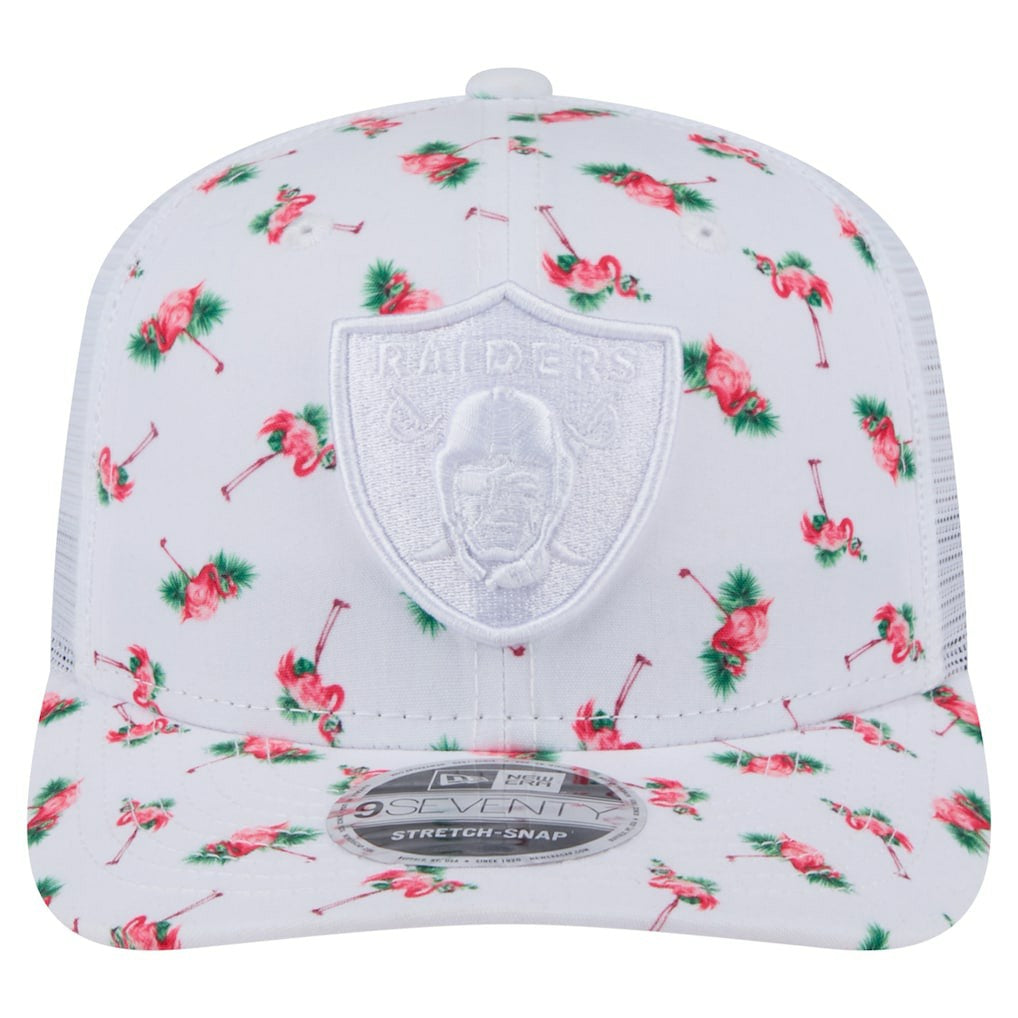 Las Vegas Raiders New Era Adventure Flamingo Pattern 9SEVENTY Stretch-Snap Hat
