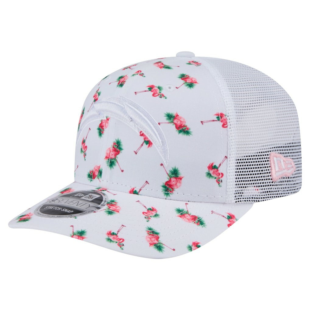 Los Angeles Chargers New Era Adventure Flamingo Pattern 9SEVENTY Stretch-Snap Hat
