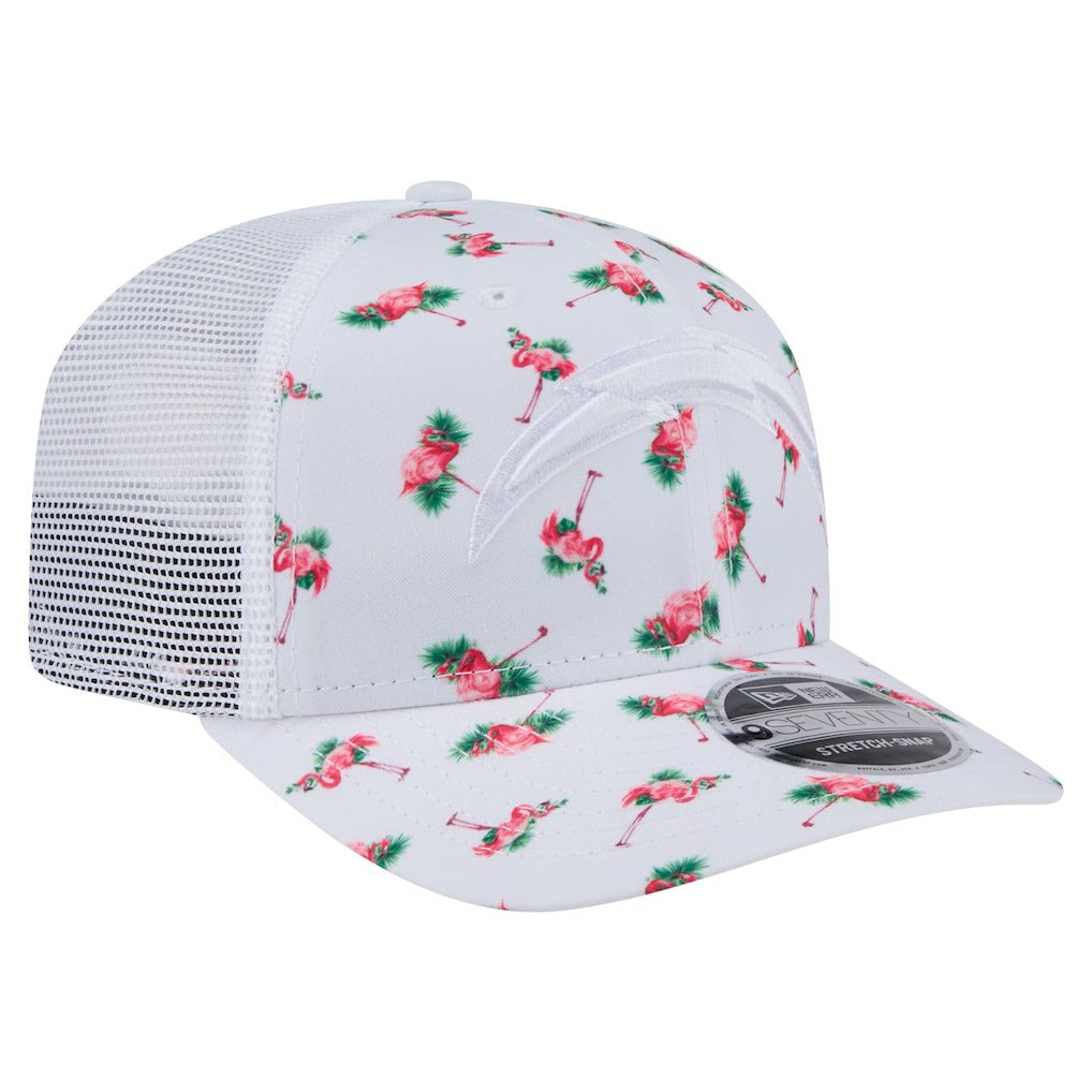 Los Angeles Chargers New Era Adventure Flamingo Pattern 9SEVENTY Stretch-Snap Hat