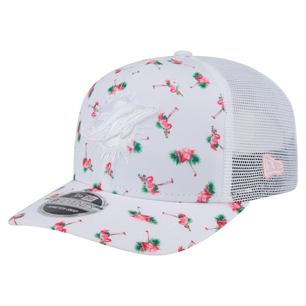 Miami Dolphins New Era Adventure Flamingo Pattern 9SEVENTY Stretch-Snap Hat