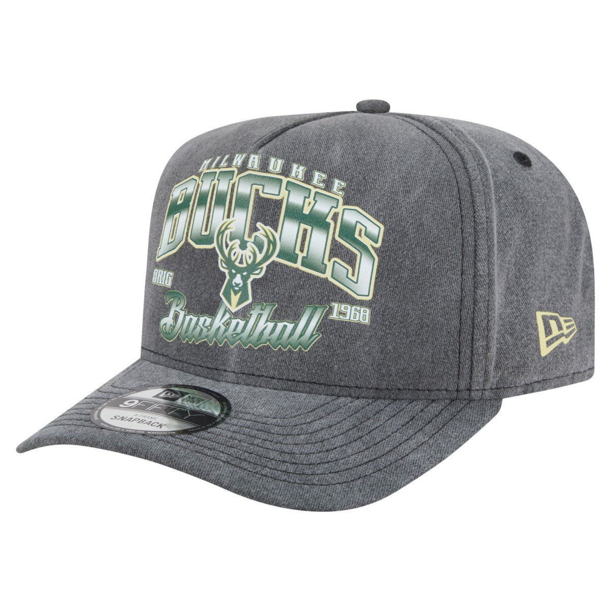 Milwaukee Bucks Throwback Washed Pre-Curved 9FIFTY Snapback Hat Discount