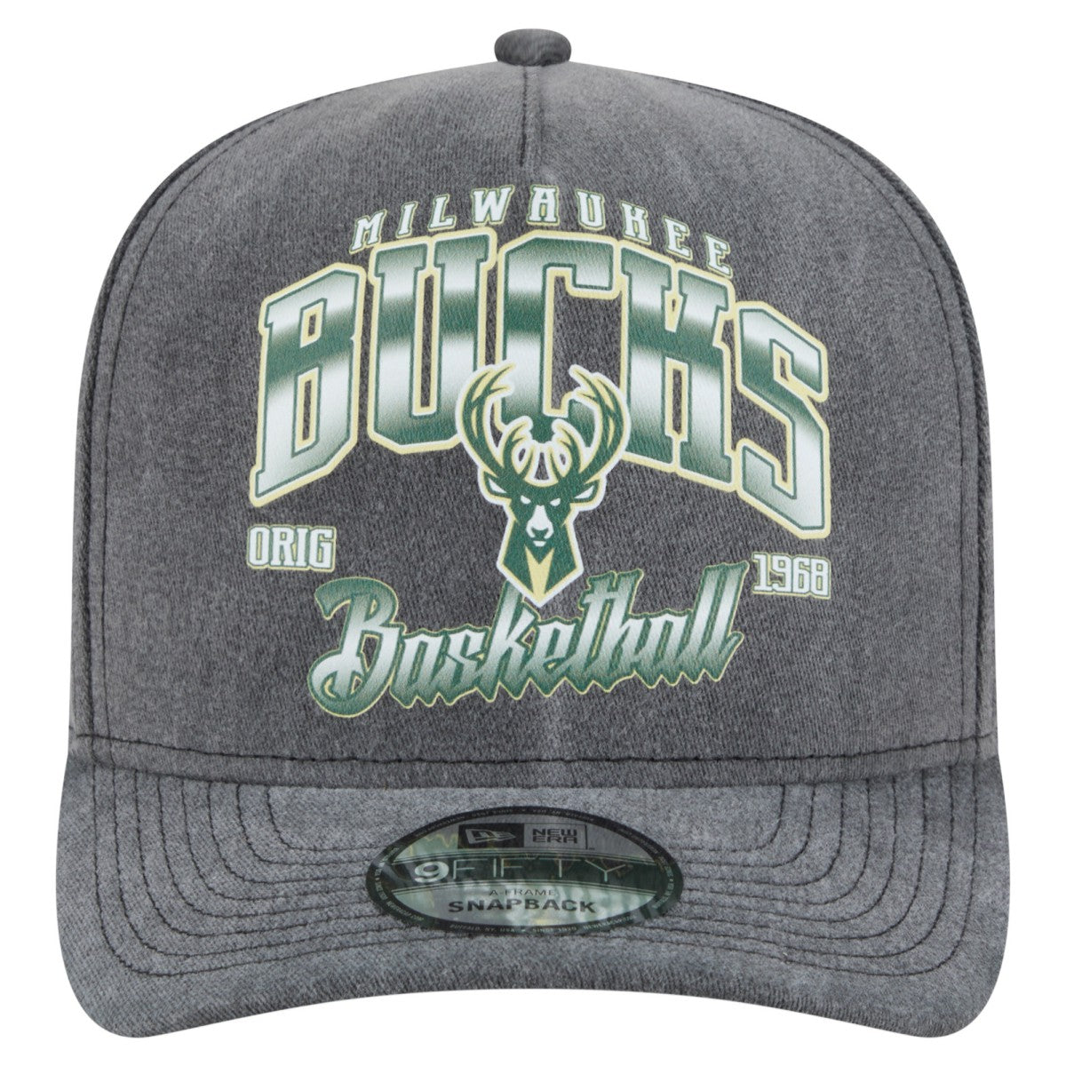 Milwaukee Bucks Throwback Washed Pre-Curved 9FIFTY Snapback Hat Discount