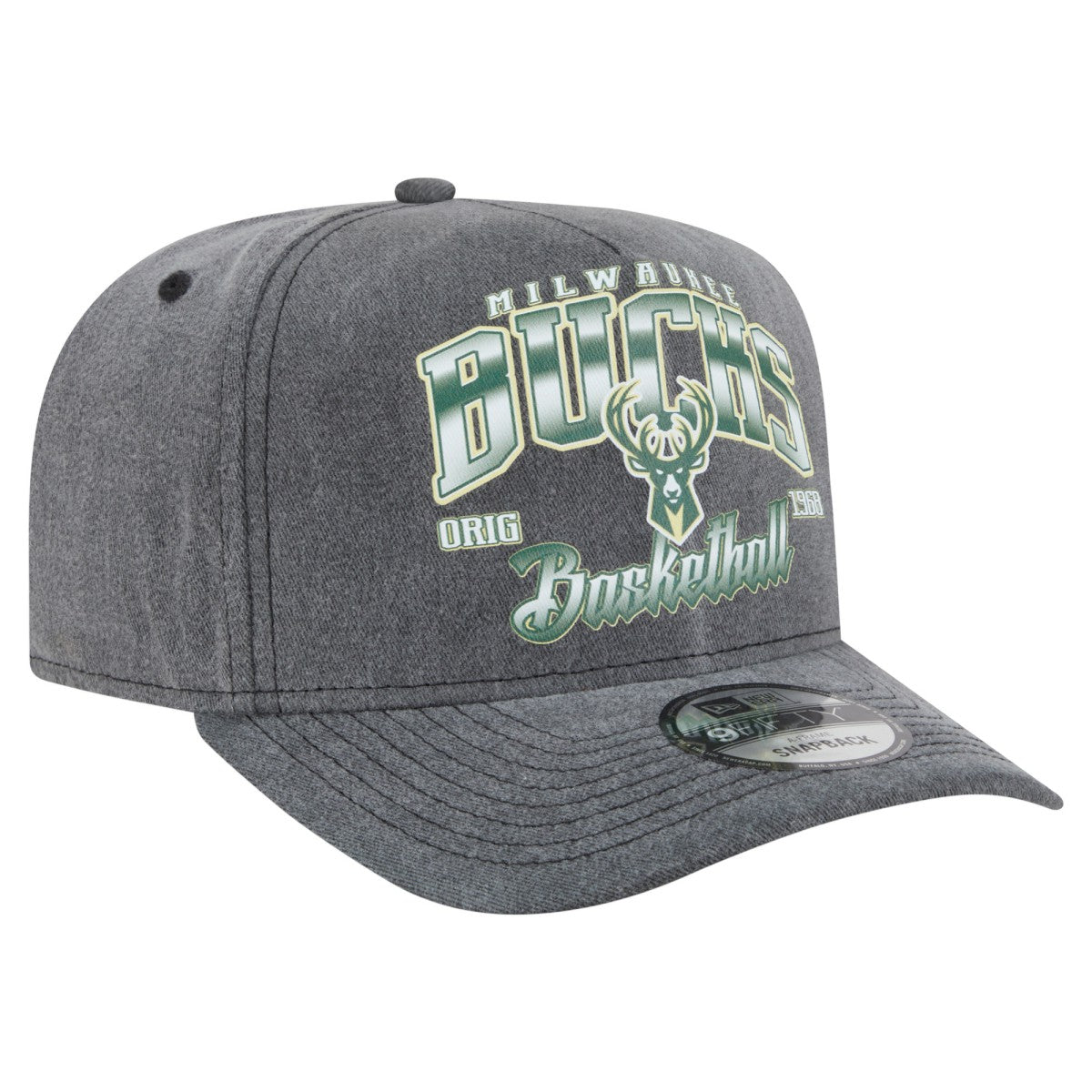 Milwaukee Bucks Throwback Washed Pre-Curved 9FIFTY Snapback Hat Discount