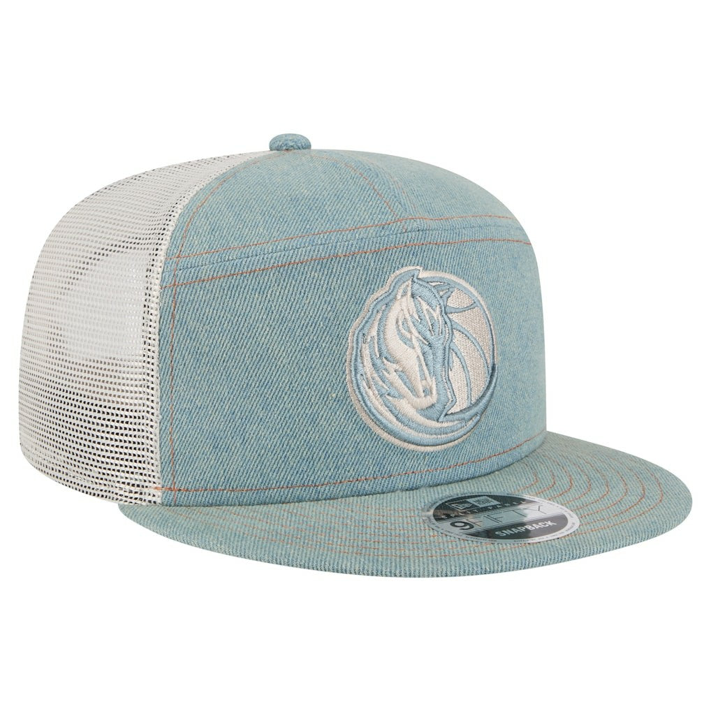 Dallas Mavericks Adventure Denim Split Panel 9FIFTY Snapback Trucker Hat On Sale