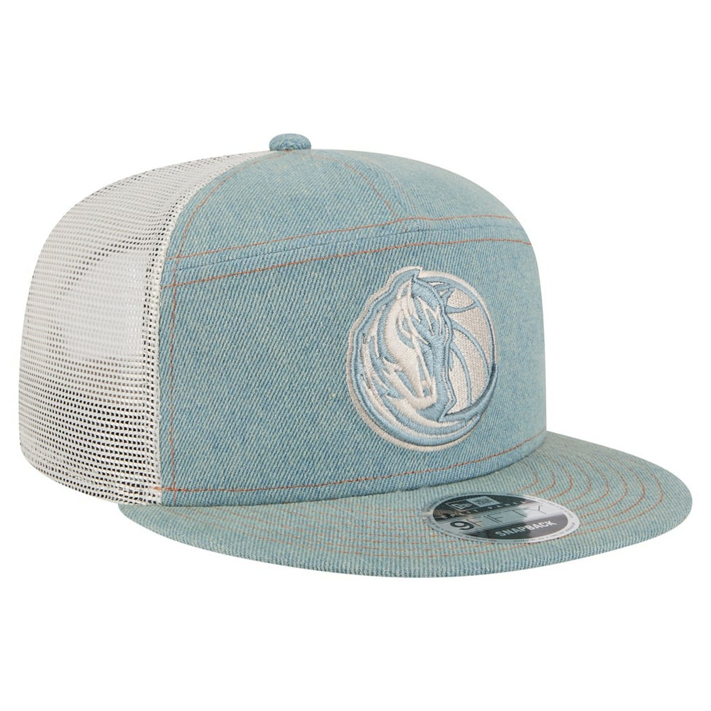 Dallas Mavericks Adventure Denim Split Panel 9FIFTY Snapback Trucker Hat On Sale