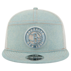 Brooklyn Nets Adventure Denim Split Panel 9FIFTY Snapback Trucker Hat For Sale