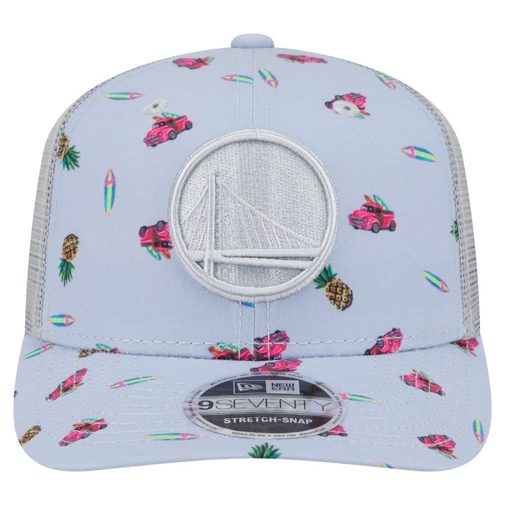Golden State Warriors Adventure Aloha Pattern 9SEVENTY Stretch-Snap Hat sale New