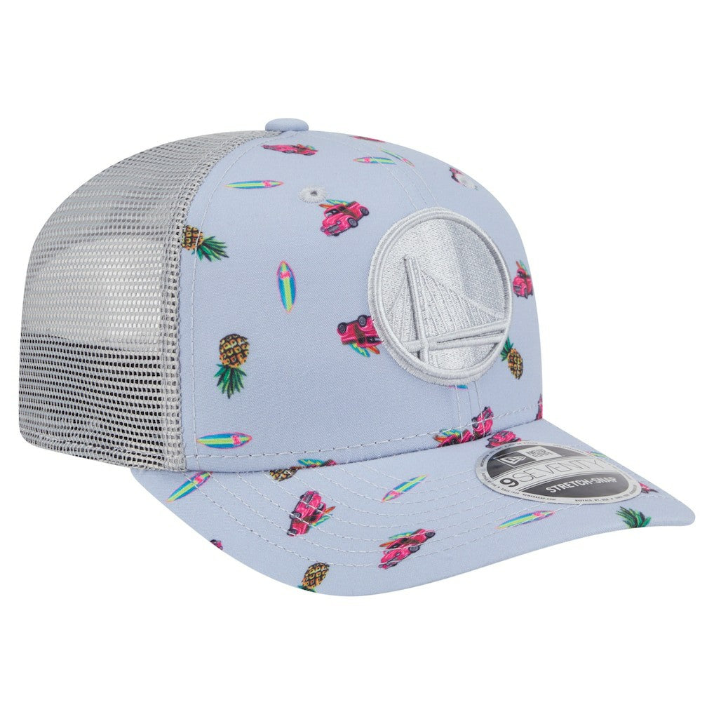 Golden State Warriors Adventure Aloha Pattern 9SEVENTY Stretch-Snap Hat sale New