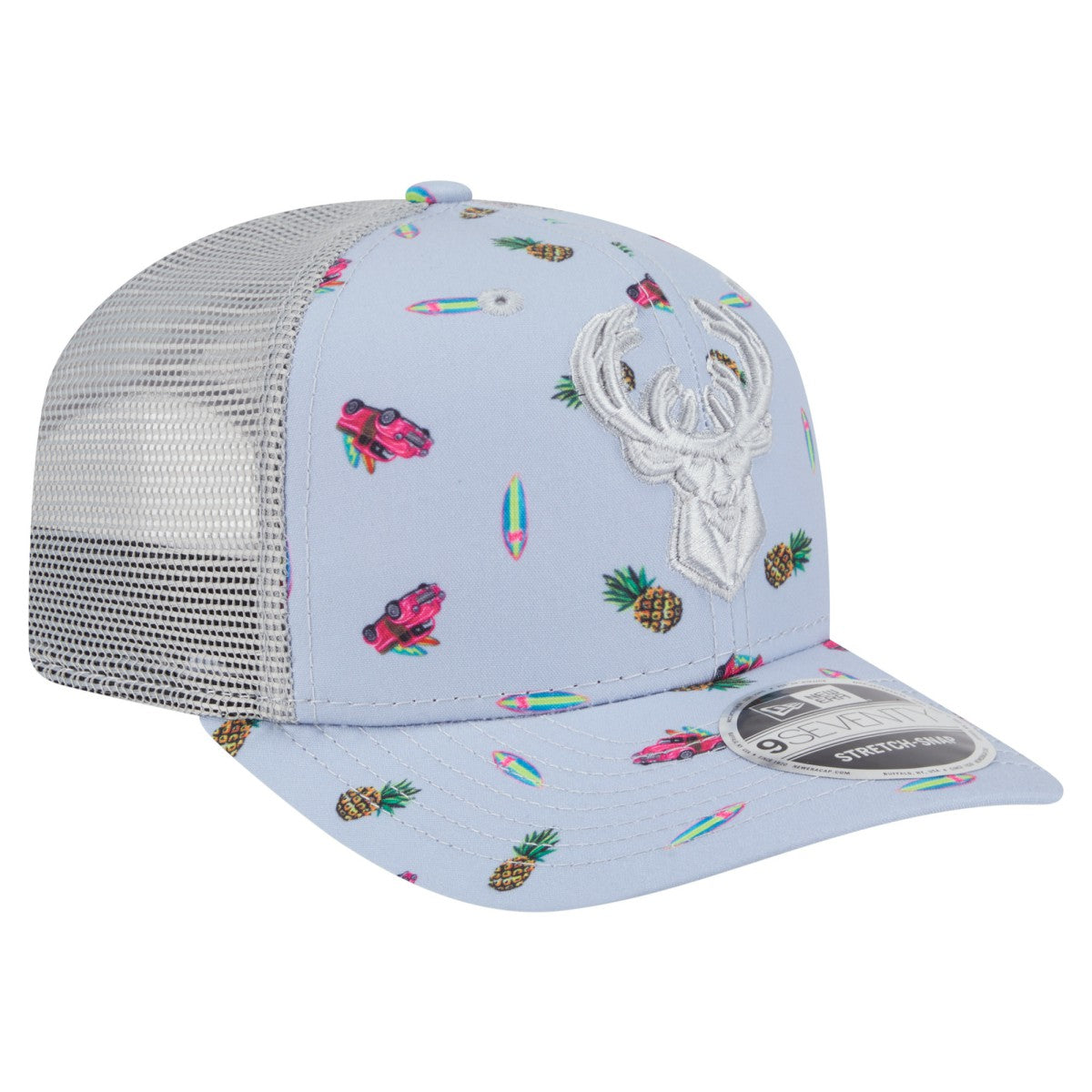 Milwaukee Bucks Adventure Aloha Pattern 9SEVENTY Stretch-Snap Hat On Sale