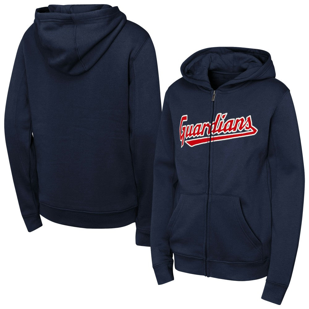 Cleveland Guardians Youth Wordmark Fleece Full-Zip Hoodie | MLB Sale