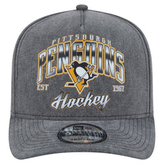 Pittsburgh Penguins New Era Throwback Washed A-Frame Pre-Curved 9FIFTY Snapback Hat On Sale