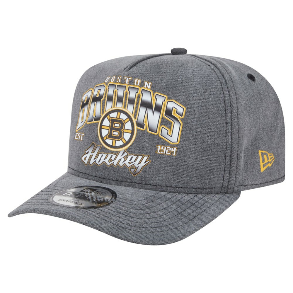 Boston Bruins New Era Throwback Washed A-Frame Pre-Curved 9FIFTY Snapback Hat Online