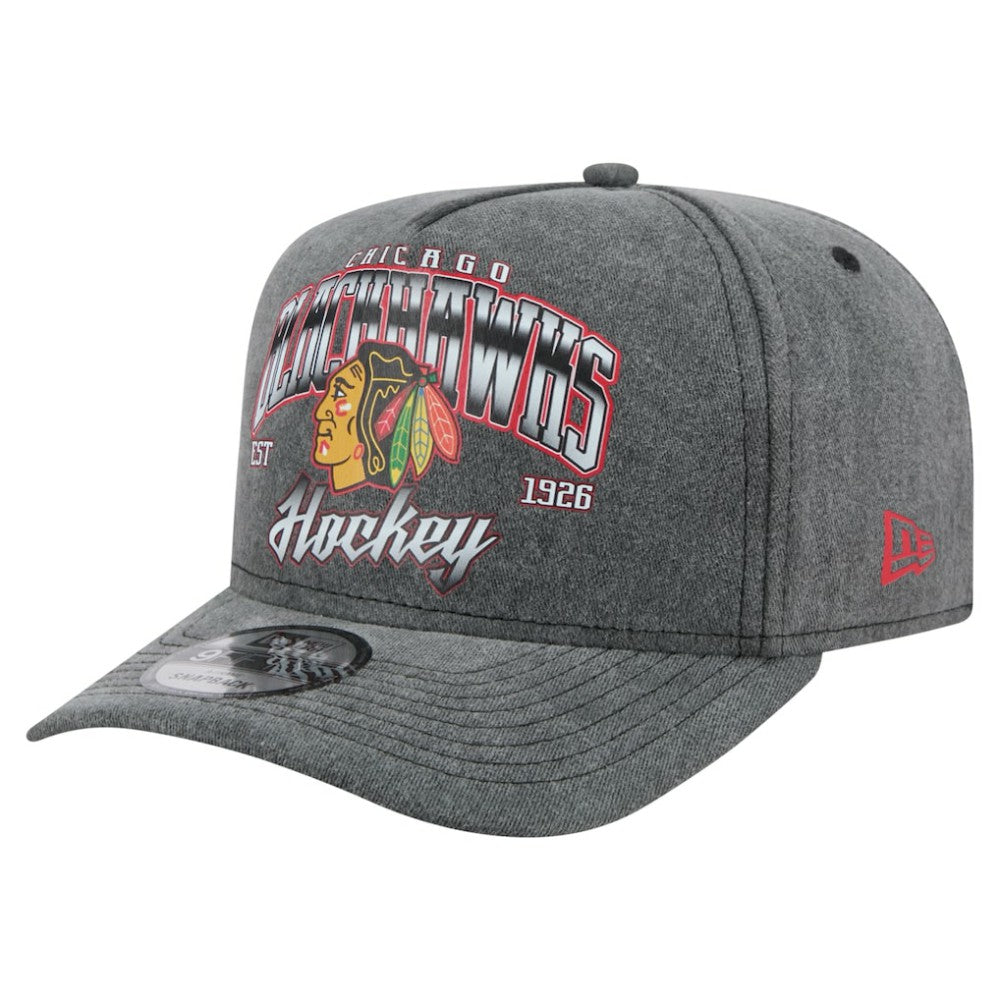 Chicago Blackhawks New Era Throwback Washed A-Frame Pre-Curved 9FIFTY Snapback Hat Sale